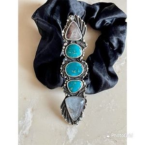 Turquoise Statement Sterling Silver Ring 7.5